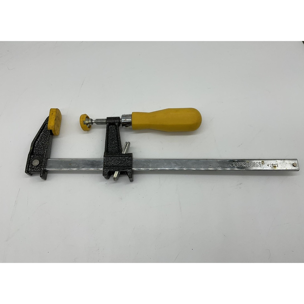 Columbian 42812 Bar Clamp Yellow‎ Handle Woodworking Metal F Clamp Tool Vintage